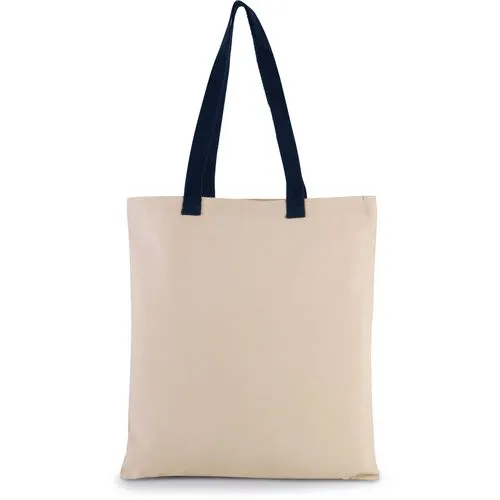 Sac shopping plat en toile avec poignées contrastées