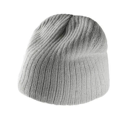 Bonnet tricot côtelé gris clair 1 Bonnet tricot côtelé