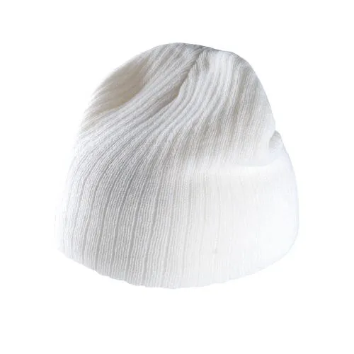 Bonnet tricot côtelé blanc 1 Bonnet tricot côtelé