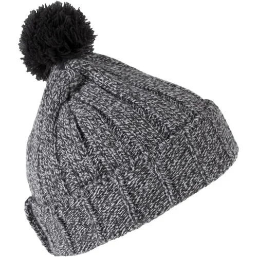 Bonnet à pompon avec revers gris foncé 1 Bonnet à pompon avec revers