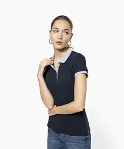 Polo piqué bicolore personnalisé à broder avec votre logo