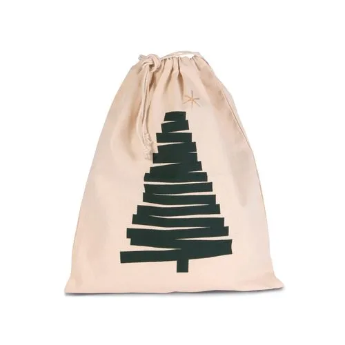 Sac coton à cordon motif sapin
