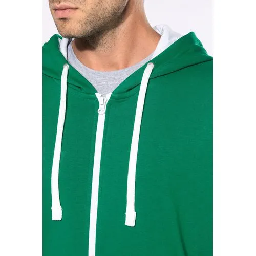 Sweat-shirt zippé capuche contrastée