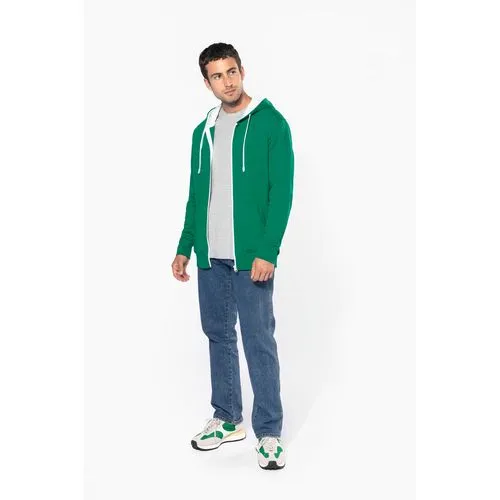 Sweat-shirt zippé capuche contrastée