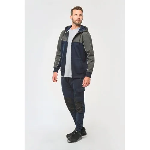 Veste molleton bicolore zippée à capuche écoresponsable unisexe 2 Pantalon molleton cargo écoresponsable homme