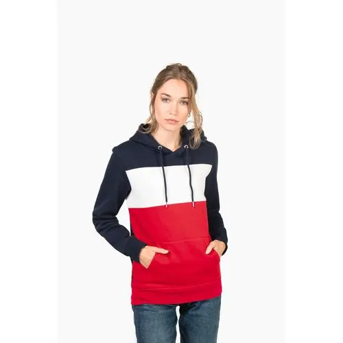 Sweat-shirt tricolore à capuche unisexe