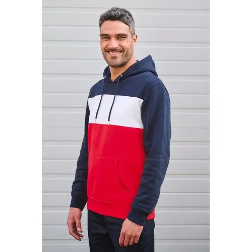 Sweat-shirt tricolore à capuche unisexe