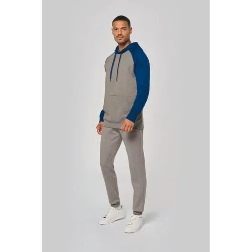Sweat-shirt à capuche bicolore unisexe