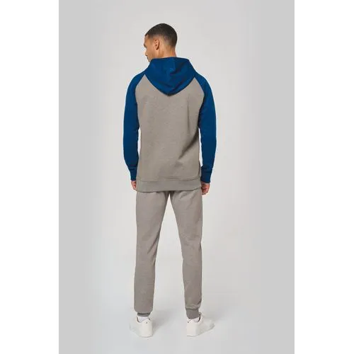 Sweat-shirt à capuche bicolore unisexe