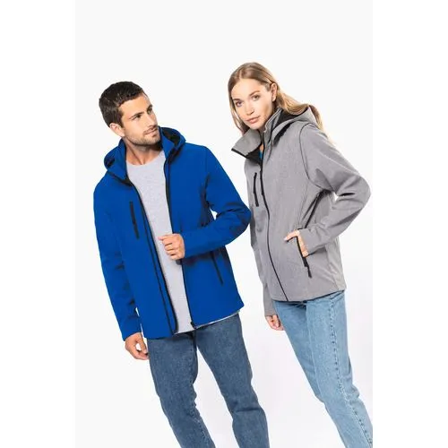 Veste Softshell 3 couches à capuche avec manches amovibles unisexe