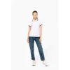 Polo femme manches courtes à liserés contrastés