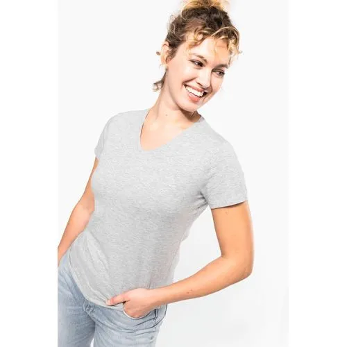 T-shirt col V manches courtes femme