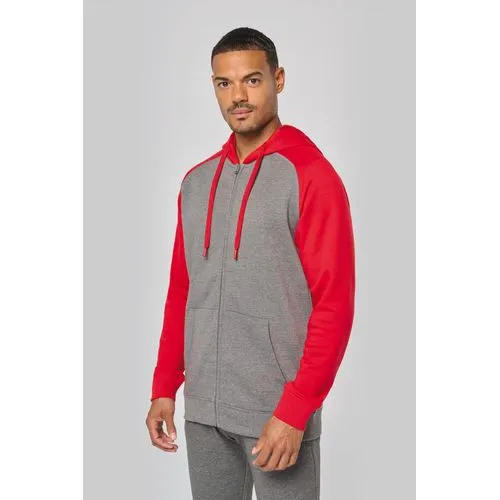Veste molleton zippée capuche bicolore unisexe