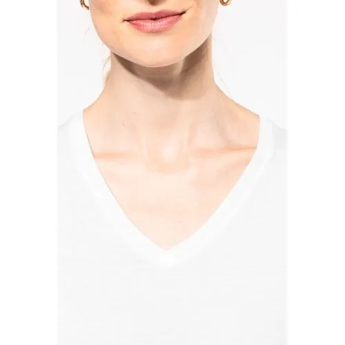 T-shirt Supima® col V manches longues femme