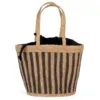 Sac panier rayé en jonc de mer