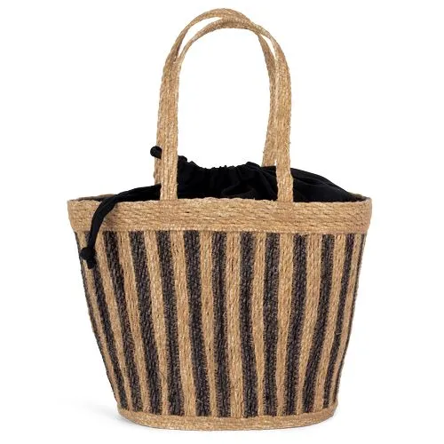 Sac panier rayé en jonc de mer