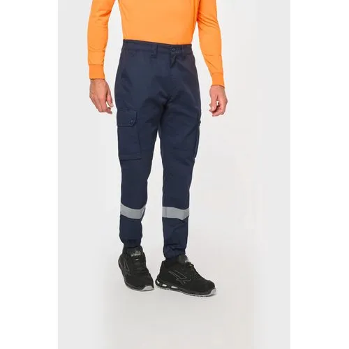 Pantalon cargo unisexe avec bas élastiqué et bande réfléchissante