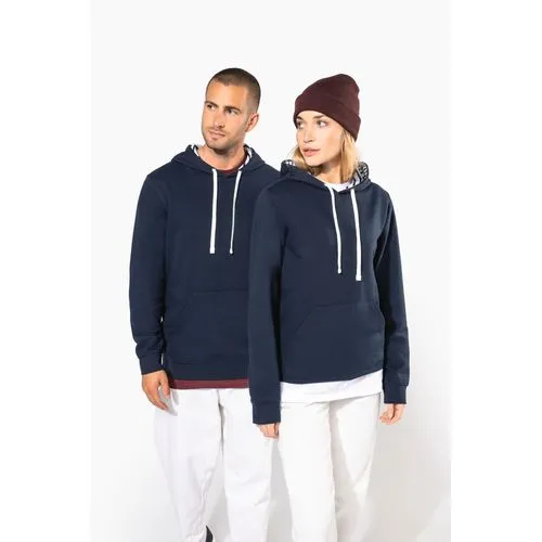 Sweat-shirt à capuche contrastée à motifs unisexe