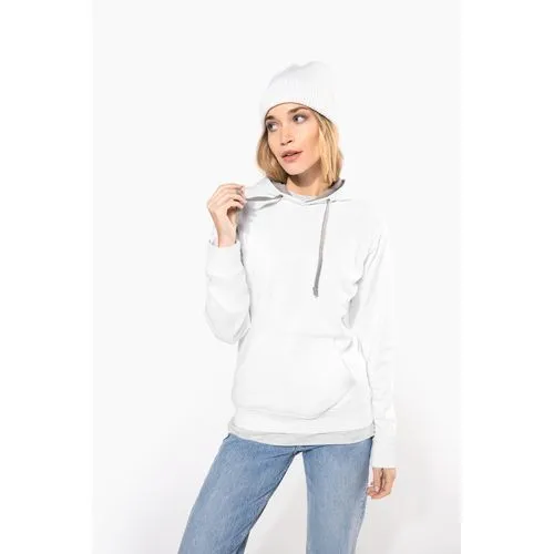 Sweat-shirt capuche contrastée femme