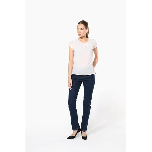 Blouse crêpe manches courtes femme