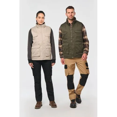Gilet polycoton multipoches rembourré unisexe