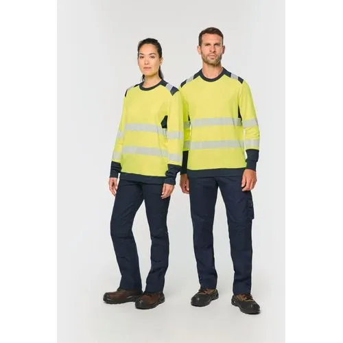 T-shirt de sécurité recyclé col rond manches longues unisexe