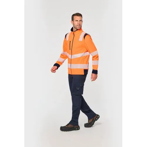 Veste softshell de sécurité recyclée avec manches détachables unisexe 4 Veste softshell de sécurité recyclée avec manches détachables unisexe
