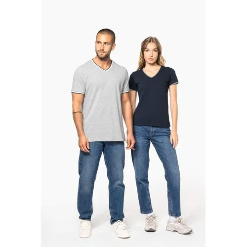 T-shirt maille piquée col V homme 10 T-shirt maille piquée col V femme