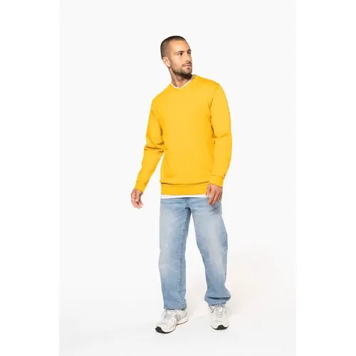 Sweat-shirt jaune uni porté, sans marquage