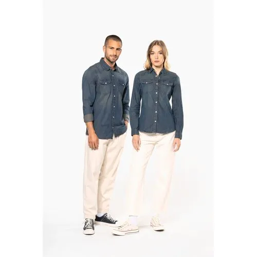 Chemise denim manches longues femme
