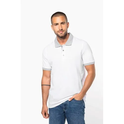 Polo piqué bicolore homme