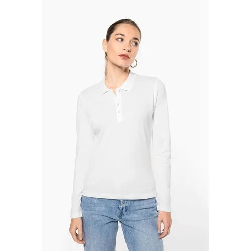 Polo piqué manches longues femme