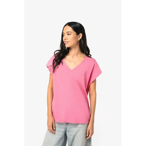 T-shirt écoresponsable loose à col V femme