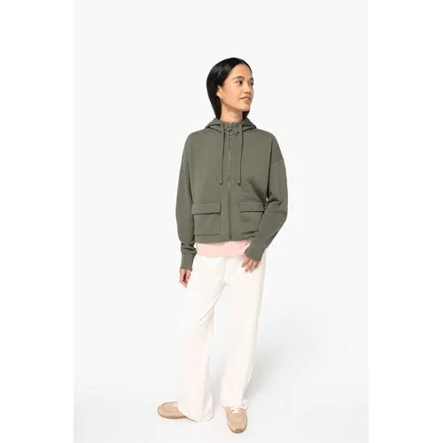 Sweat-shirt écoresponsable zippé à capuche French Terry femme