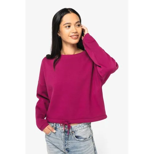 Sweat-shirt écoresponsable à col rond oversize crop femme