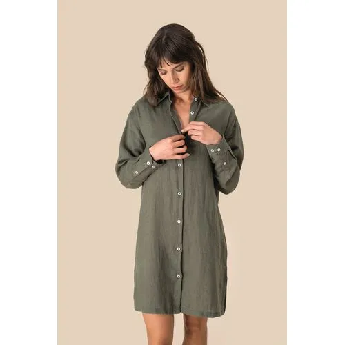 Robe chemise en lin femme
