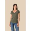 T-shirt col V en lin femme