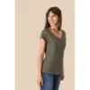 T-shirt col V en lin femme