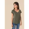 T-shirt col V en lin femme