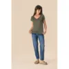 T-shirt col V en lin femme