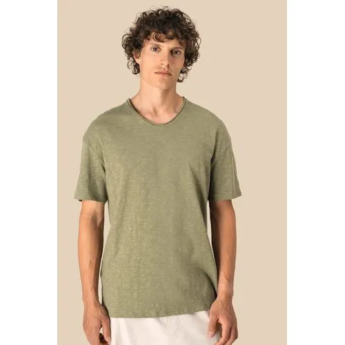 T-shirt écoresponsable col slub à épaules tombantes homme