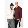 Sweat-shirt écoresponsable quart zip col polo à épaules tombantes unisexe 1 Sweat-shirt écoresponsable quart zip col polo à épaules tombantes unisexe