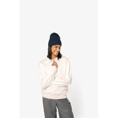 Sweat-shirt écoresponsable quart zip col polo à épaules tombantes unisexe 4 Sweat-shirt écoresponsable quart zip col polo à épaules tombantes unisexe