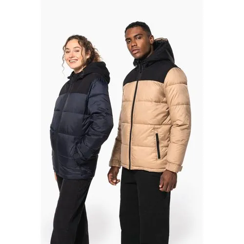 Parka matelassée à capuche bi-ton unisexe