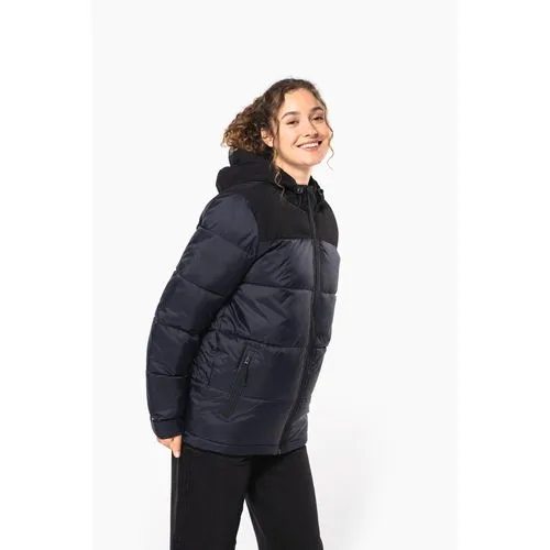 Parka matelassée à capuche bi-ton unisexe