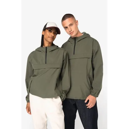 Veste coupe-vent imperméable écoresponsable quart zip unisexe