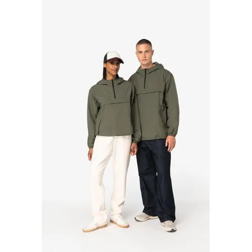 Veste coupe-vent imperméable écoresponsable quart zip unisexe