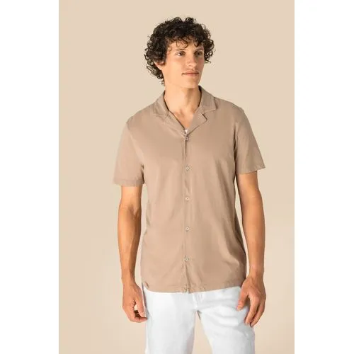 Chemise écoresponsable à col bowling délavée en jersey manches courtes homme