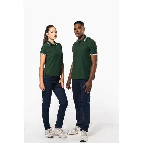 Polo femme manches courtes à liserés contrastés