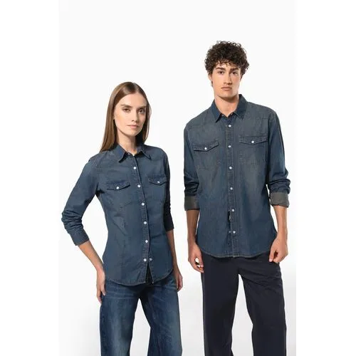 Chemise denim manches longues femme